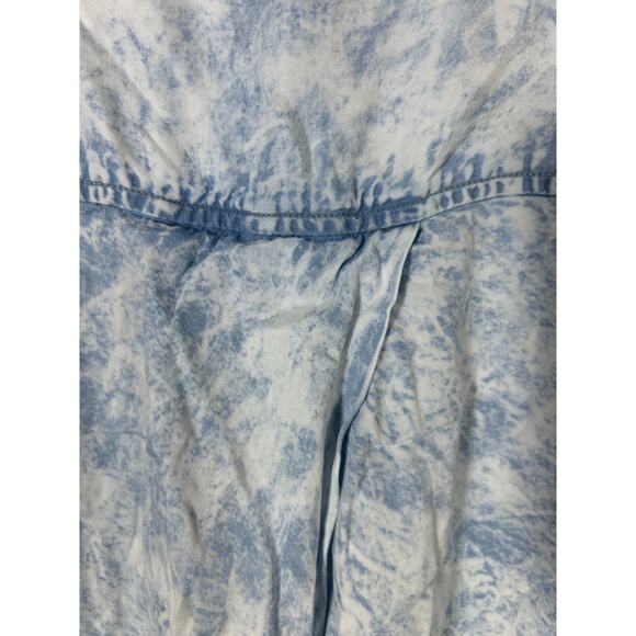 Thread + Supply Chambray Shirt Dress Large Light Blue Acid Washed Pockets Tunic - Picture 7 of 10
